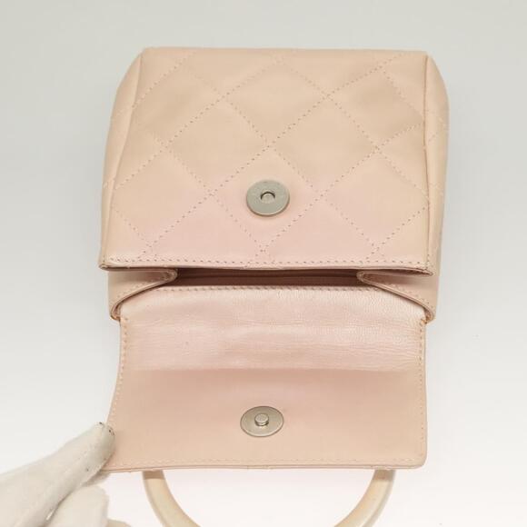 CHANEL Matelasse Hand Bag Leather Beige Silver CC Auth 133091 - Picture 10 of 16